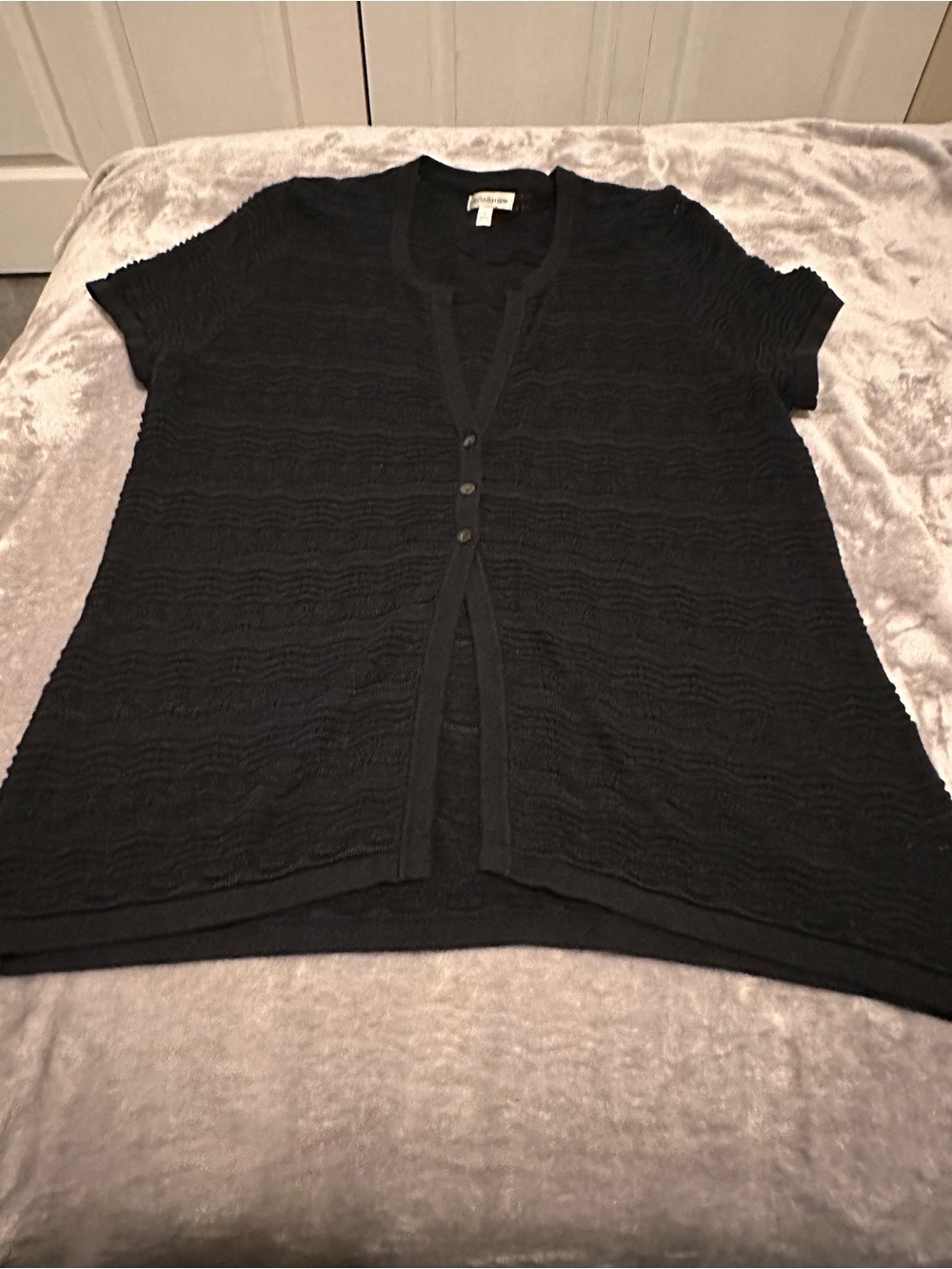 Women’s Croft & Barrow Black Short Sleeve Button Front Cardigan EUC Sz:L